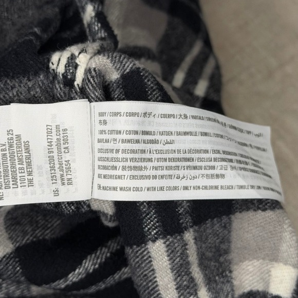 Abercrombie & Fitch Flannel Shacket Mens XL Black Grey Plaid Soft A&F Collection - Picture 4 of 6